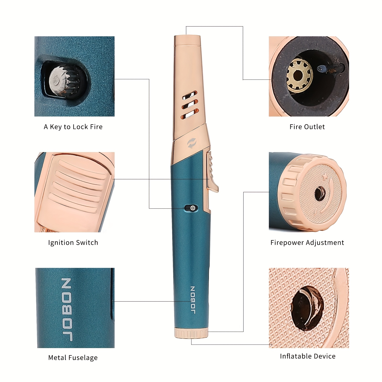 TEMU Pen Shaped - Refillable Single Flame For Candles And Cooking, Outdoor Grilling, With Adjustable Flame And Ignition Lock - Luxury Handheld Camping Lighter And Gift Box (gas Free)