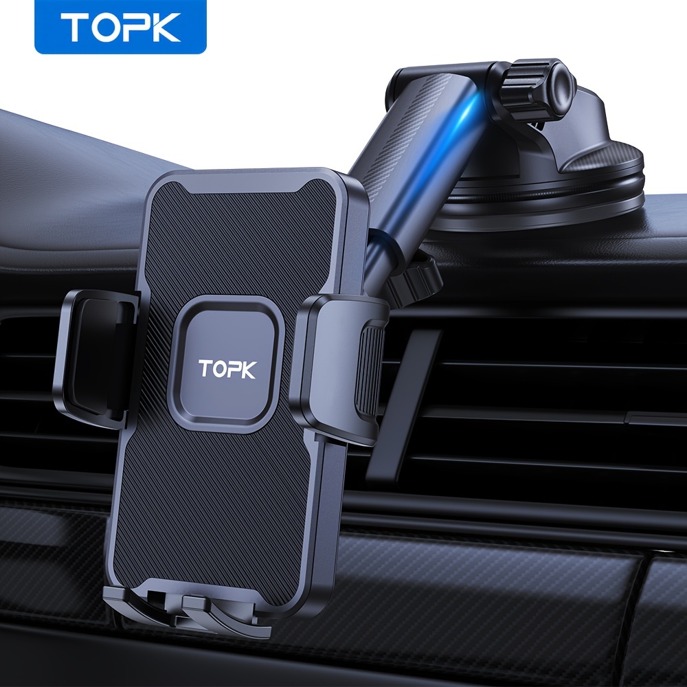 

Topk D33n Car Phone Mount, Universal Dashboard Holder, Adjustable Clamp, Waterproof Abs Material, High/low Temperature , Compatible With Iphone & Samsung Devices