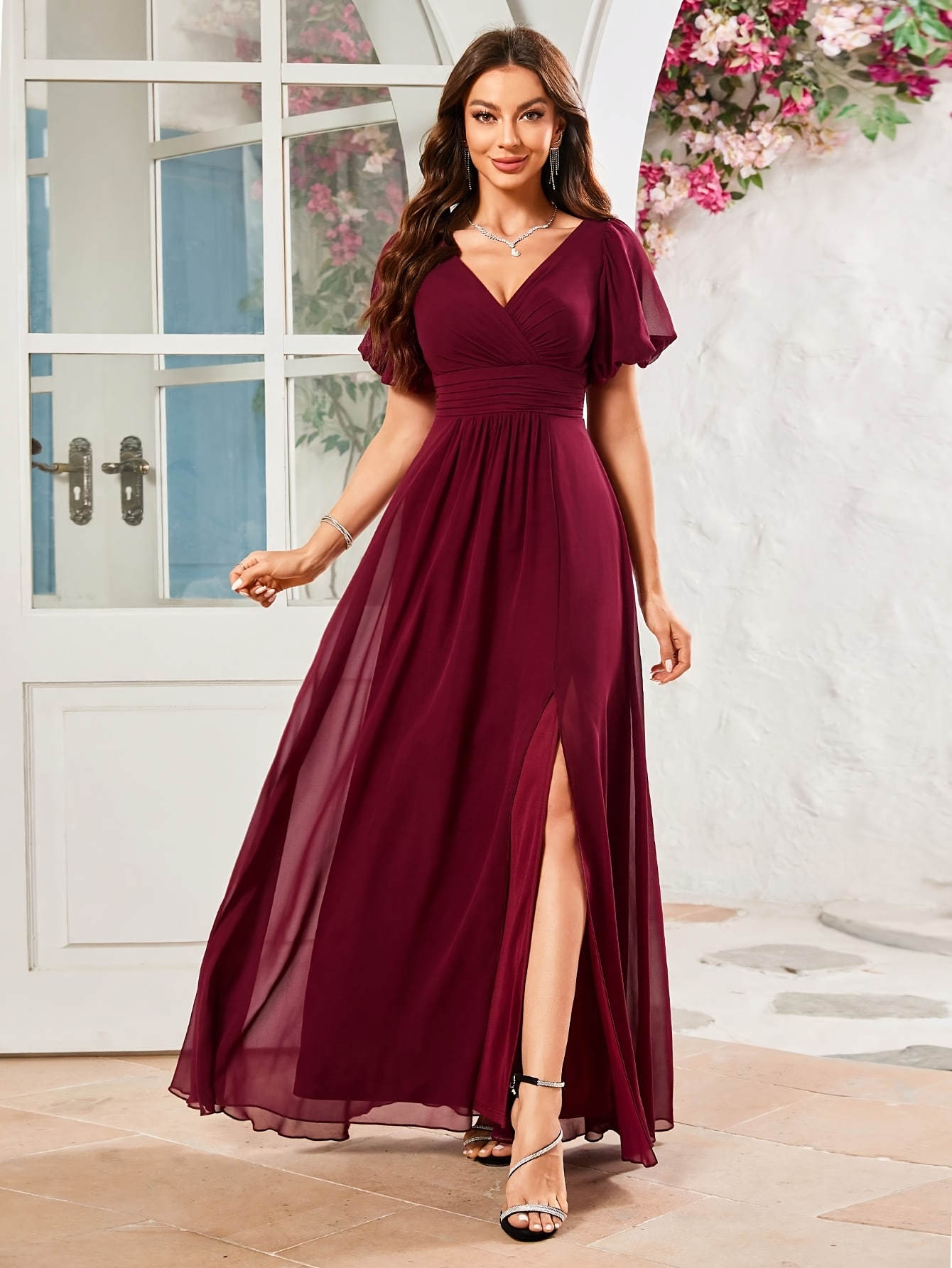 barn wedding rustic wedding bridesmaid dresses High Low V Neck Mermaid Burgundy Bridesmaid Dress  FancyVestido