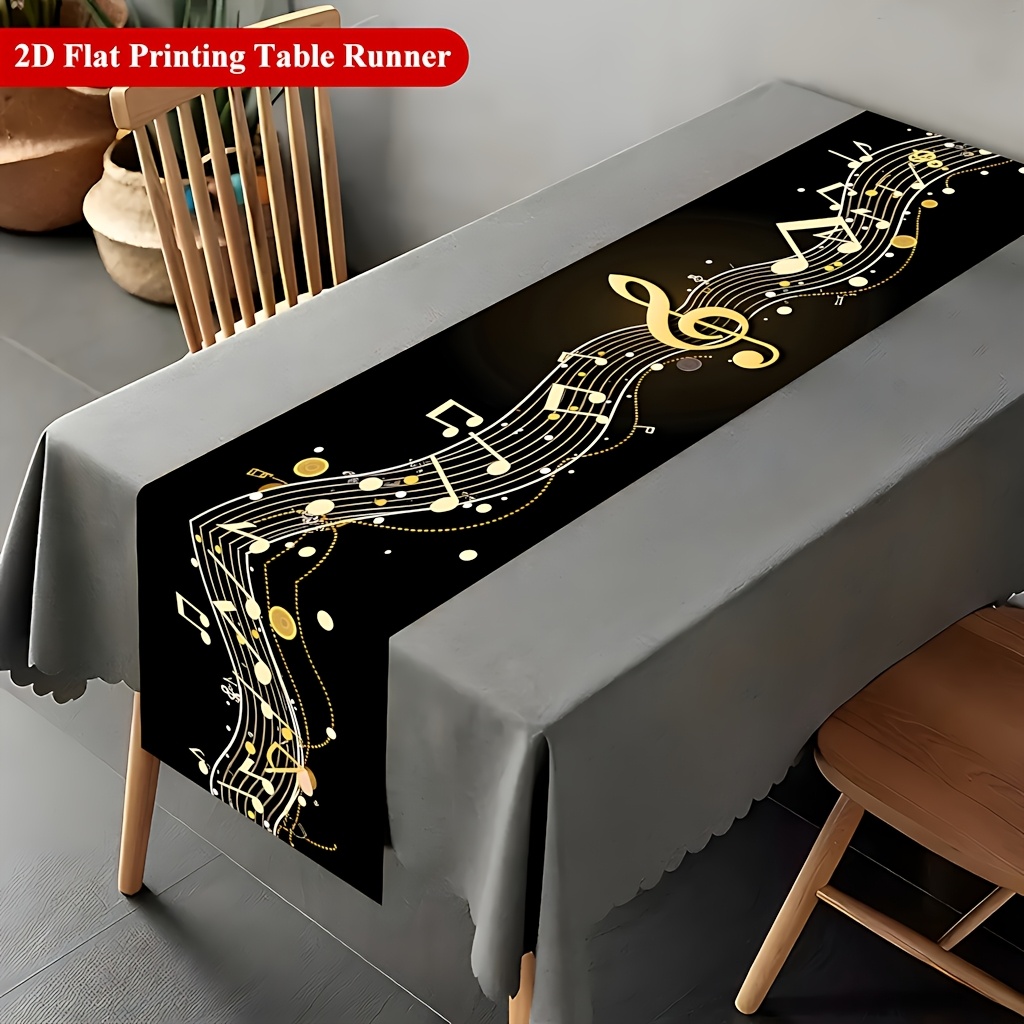 TEMU Chemin de table musical et de partitions, 1 pièce - et portées élégantes, décoration de table à manger rectangulaire en , convient pour , les