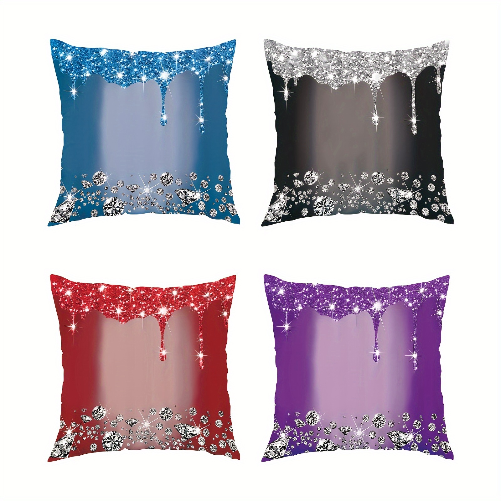 

1pc Colorful Glittering Diamond Faux Fur Pillow Cover, Zippered Single-sided Print, Contemporary Style Home Decor For Sofa And Bedroom, Pillowcase Only, 18x18 Inches