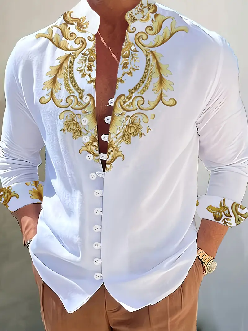 mens trendy v neck graphic shirt with stylish print for and casual wear details 0