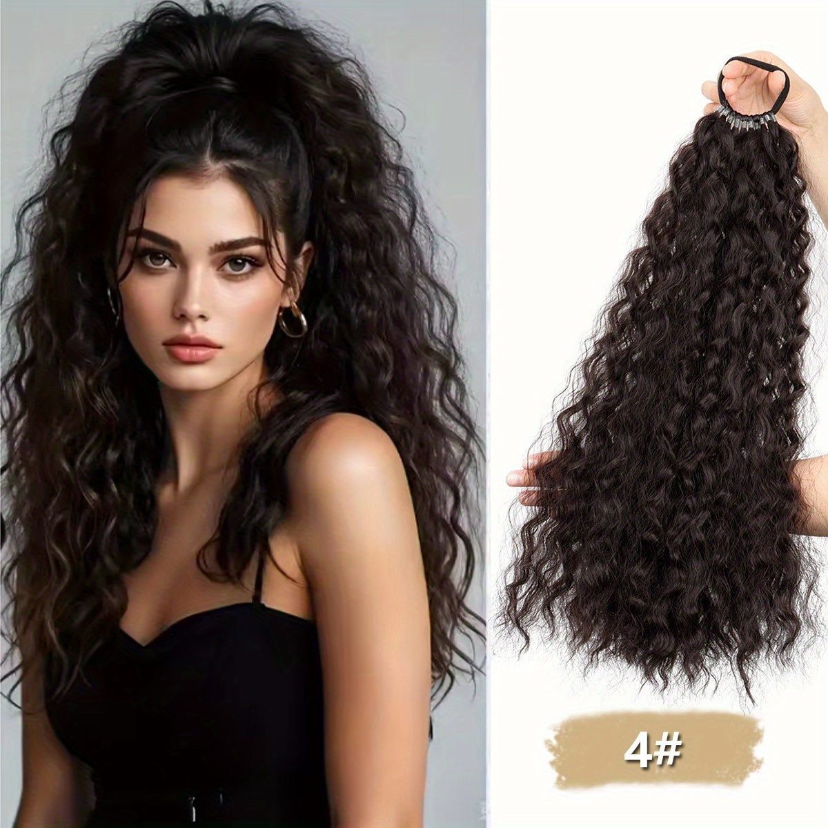 E-shop 18-Zoll Langer Pferdeschwanz Haarverlängerung für Frauen, Volumenverstärkendes, synthetisches, flauschiges Haarteil mit elastischem Band, sicher