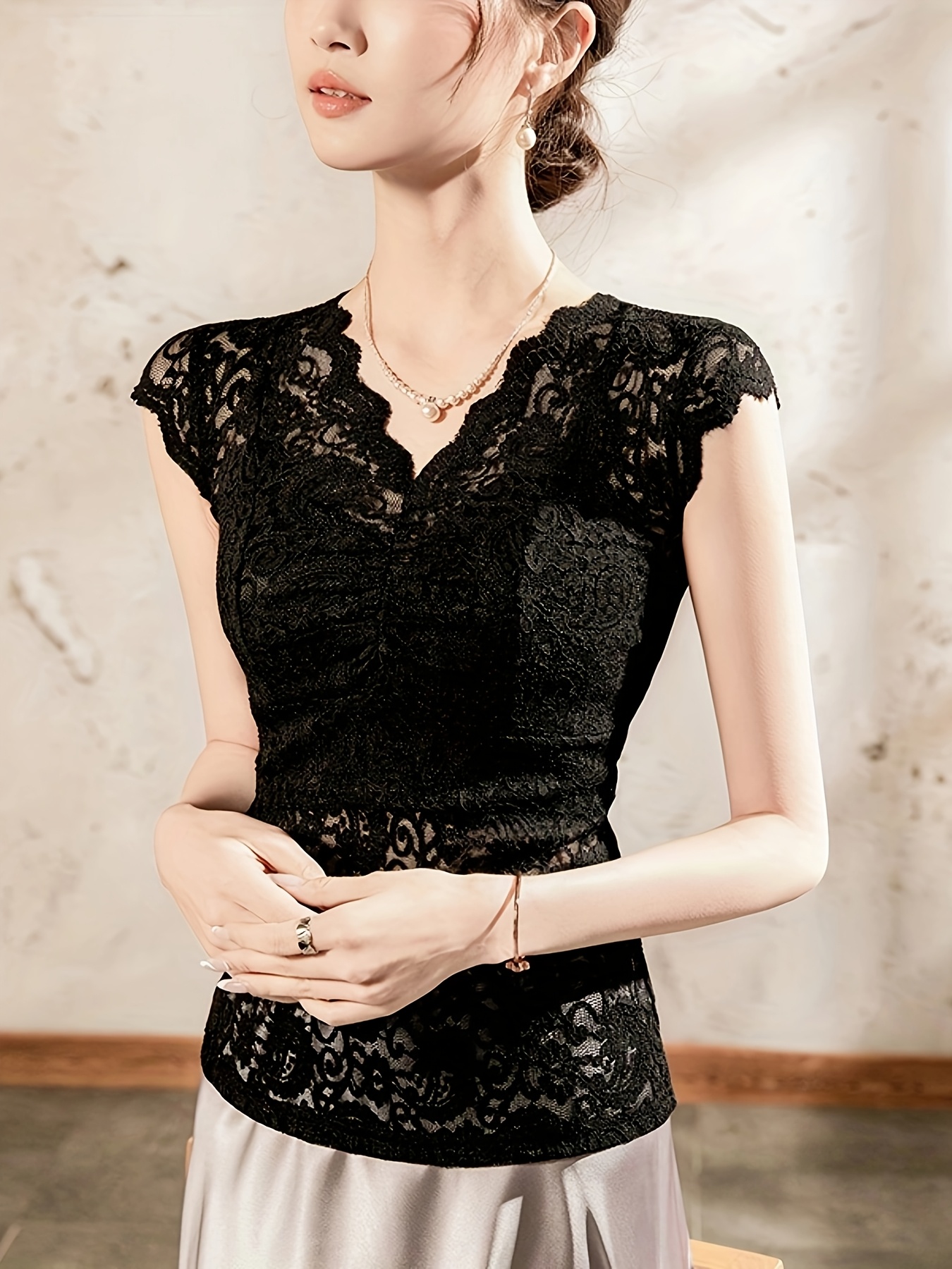 unidades blusas encaje mujer cuello diseño corte Temu Mexico