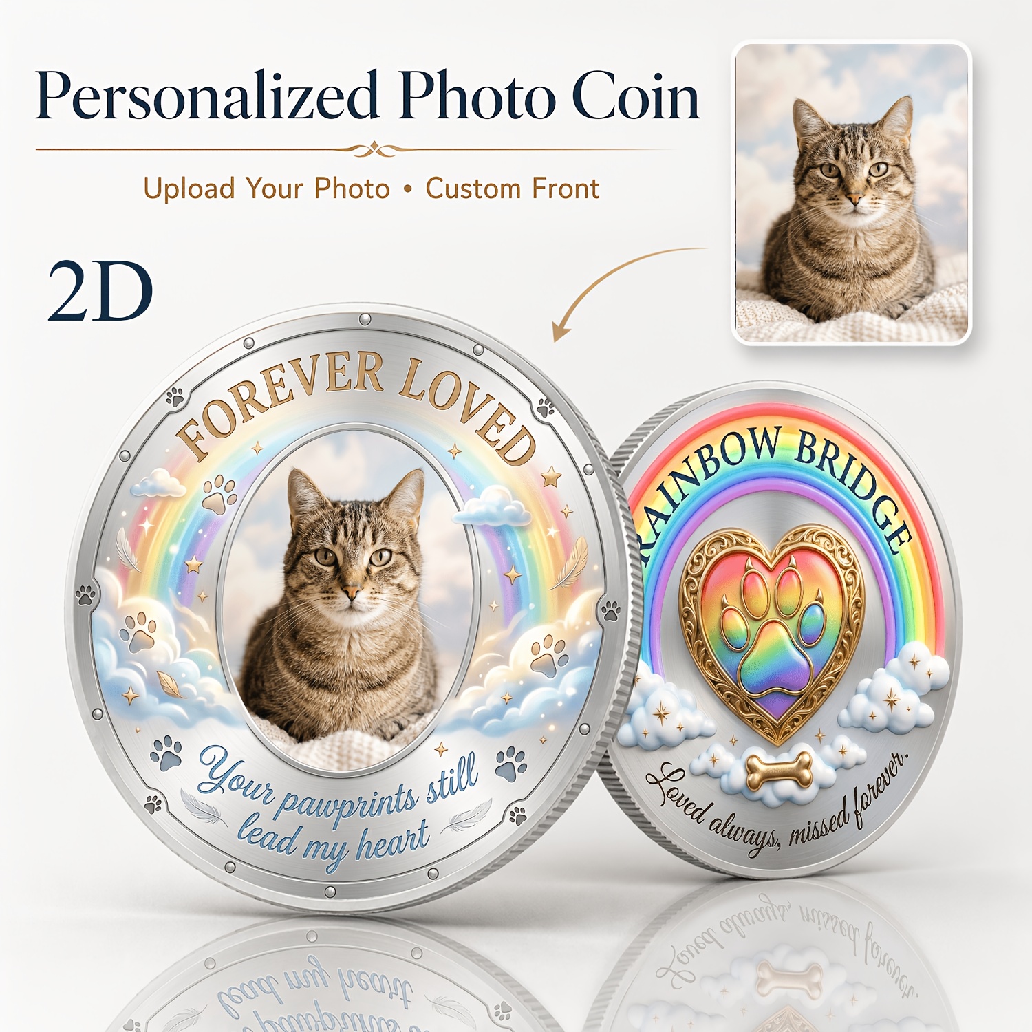 TEMU Replica Coin 1pc Personalized Photo Coin - Custom Double-sided Commemorative Medal With Your Own Picture, Portraits/pets//family For Keepsake