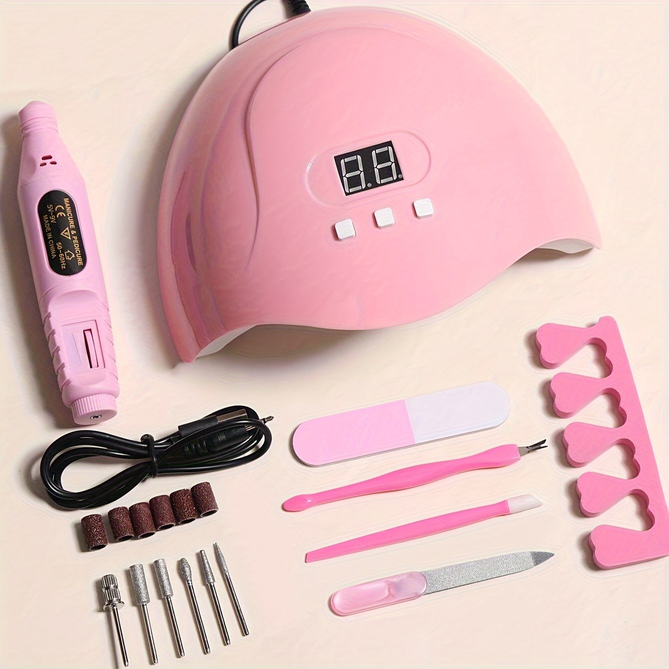 

Nail Art Kit, Gel Polish Glue Drying Machine, Polisher, Dead Skin Remover, File, Divider, And Manicure Pedicure Tools