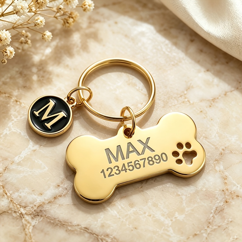 TEMU 1 pièce Étiquette - personnalisée pour animal de compagnie, médaille d'identification pour chien avec pendentif de , nom et numéro de téléphone