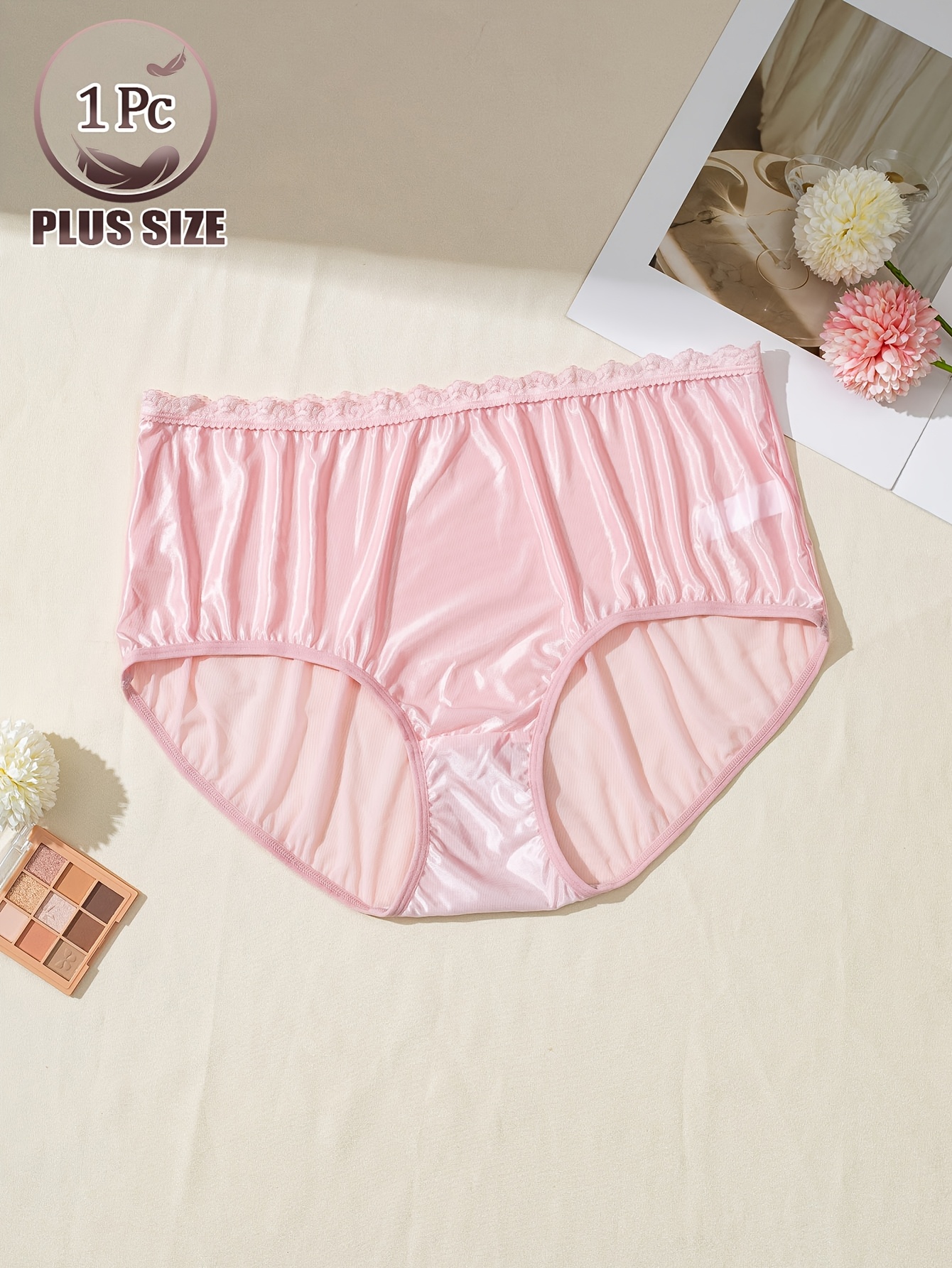 Women's Lace Panties – Soft Silk Satin Lingerie Briefs, Plus Size Available