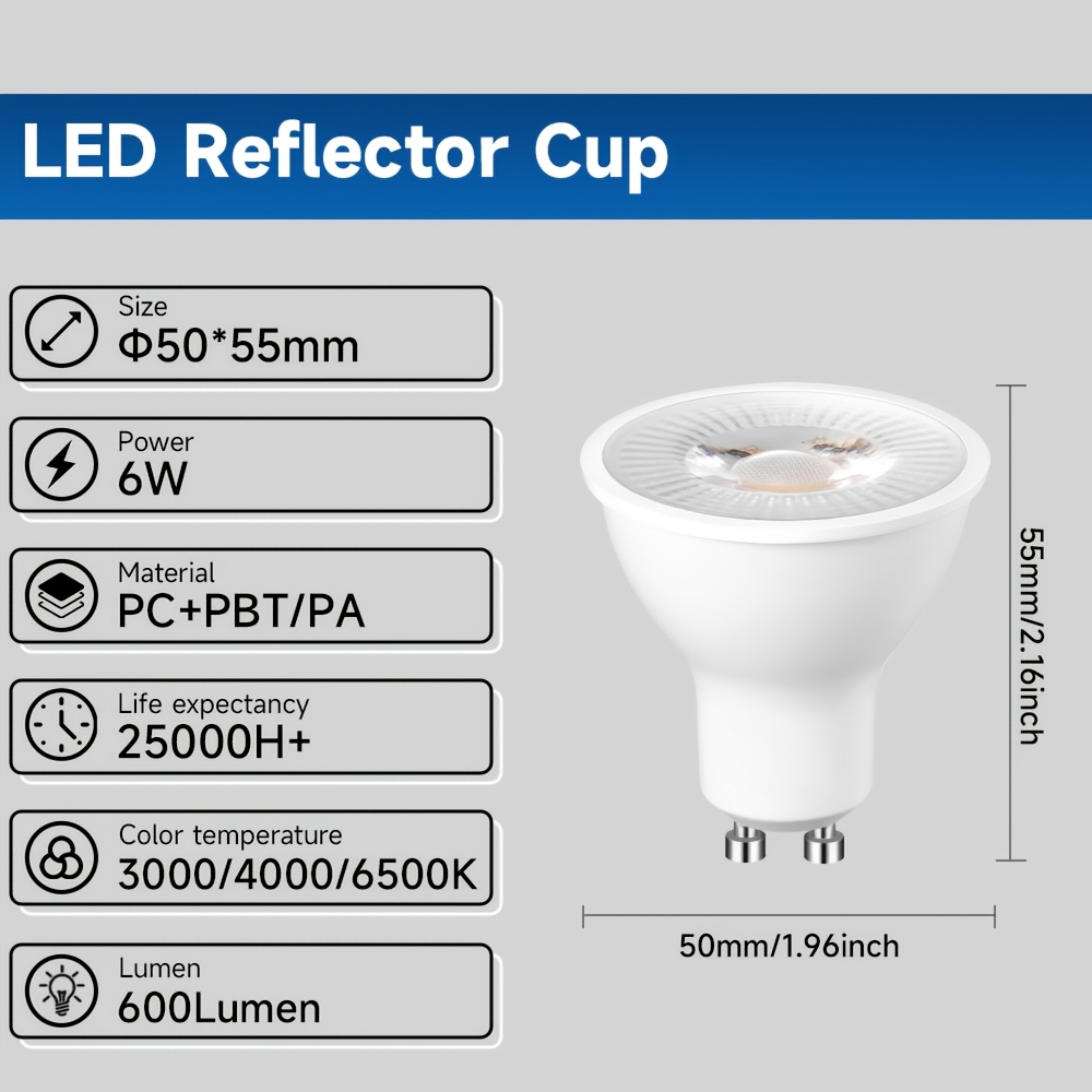 24-Pack GU10 LED Spot Bulbs, 3 Color Temperatures