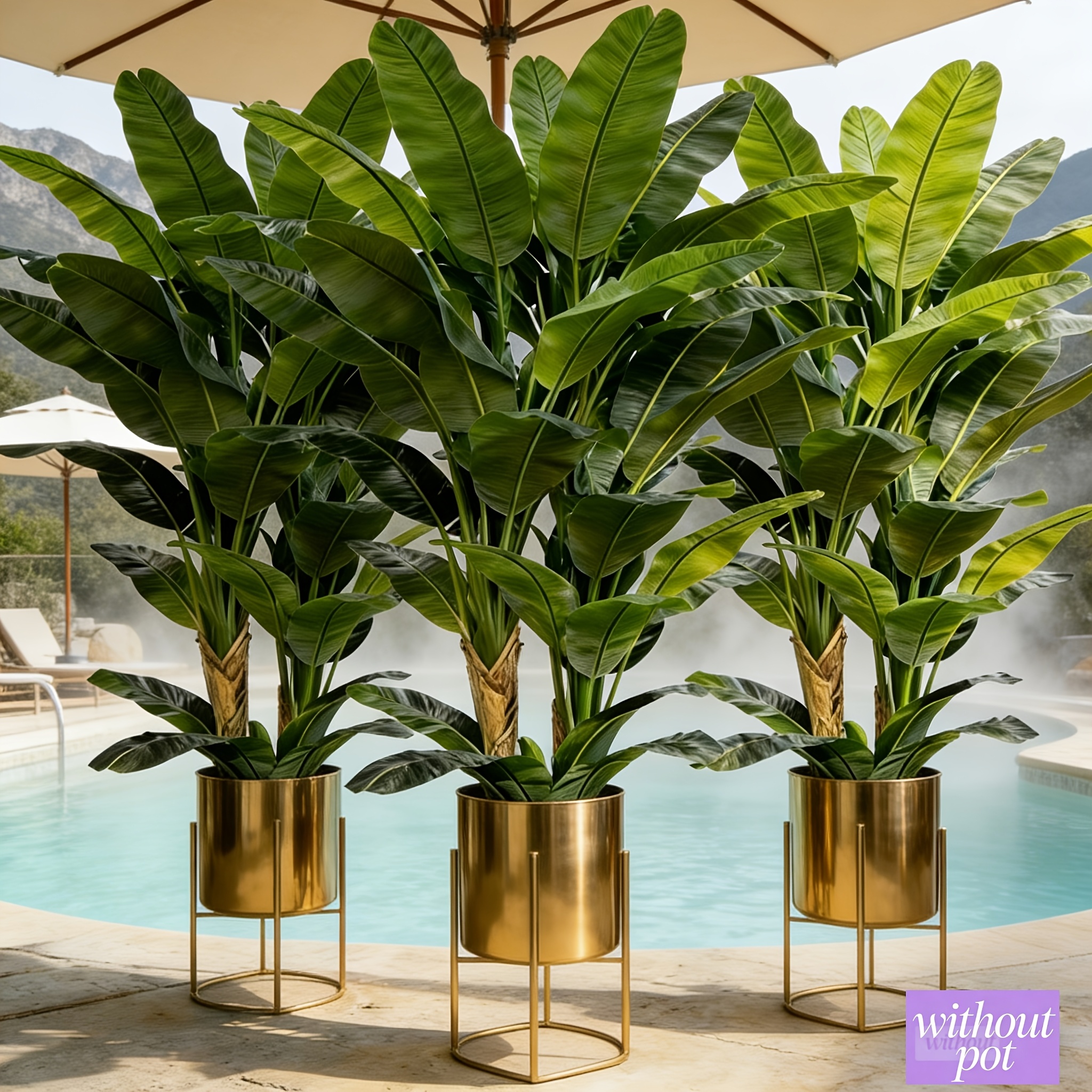 3pcs Set - Large Artificial Palm Trees - Outdoor Faux Greenery - Banana Tree | Broad, Lush Leaves and Branches, Maintenance-Free, Suitable for Indoor/Outdoor Decoration, Decor for Scenes Like Gardens, Courtyards, Living Rooms, Bedrooms