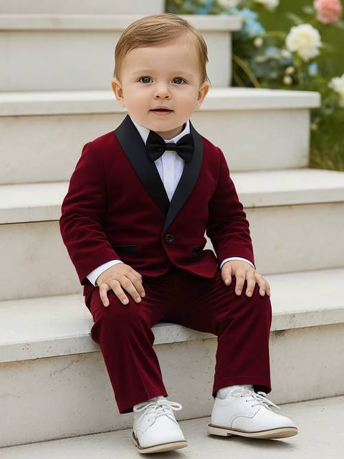 boys gentleman suit set with bow tie and trousers fashionable and romantic suitable for birthdays christmas parties new years eve performances weddings and first first birthday celebrations