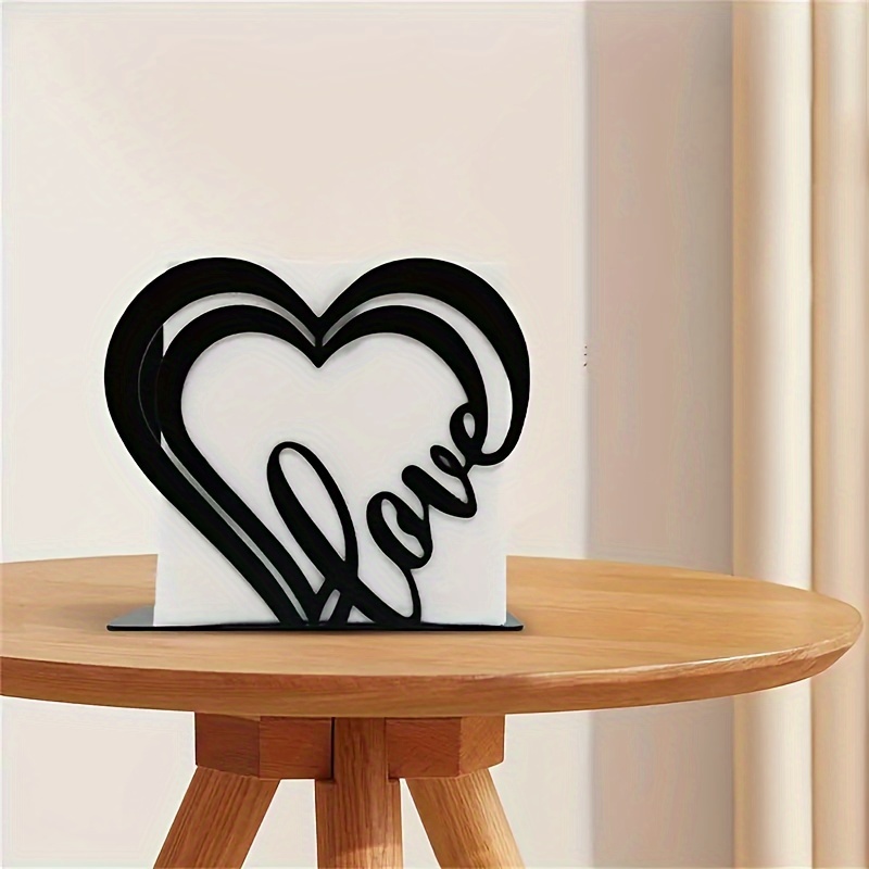 Chic Heart-shaped Iron Napkin Holder - Handheld Tissue Organizer For Home, Bar, Cafe Decor (4.7x4x1.6 Inches)