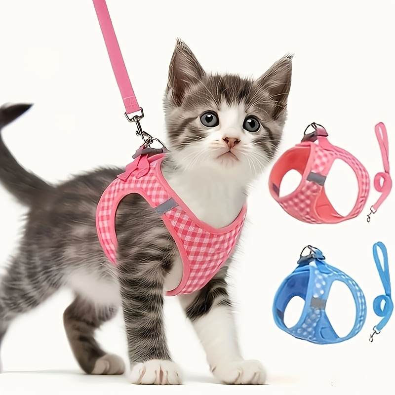 TEMU Pet Cat Set, Pattern Breathable Fabric, Durable Metal Additions With Reflective Stripes, Hand Washable, Nylon, Suitable For Most Cats, Pet