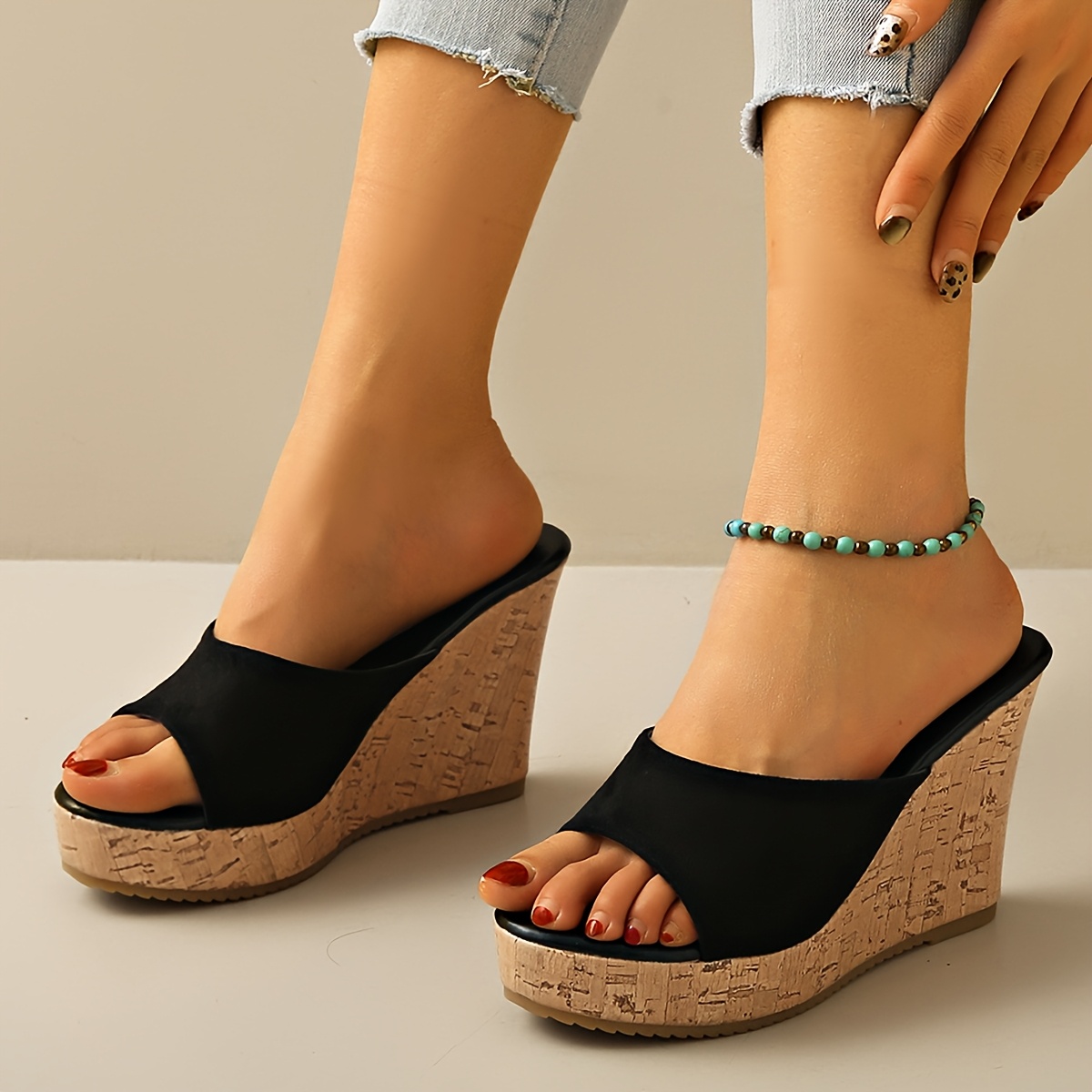 new summer wedge sandals women thick soled casual shoes Temu Oman