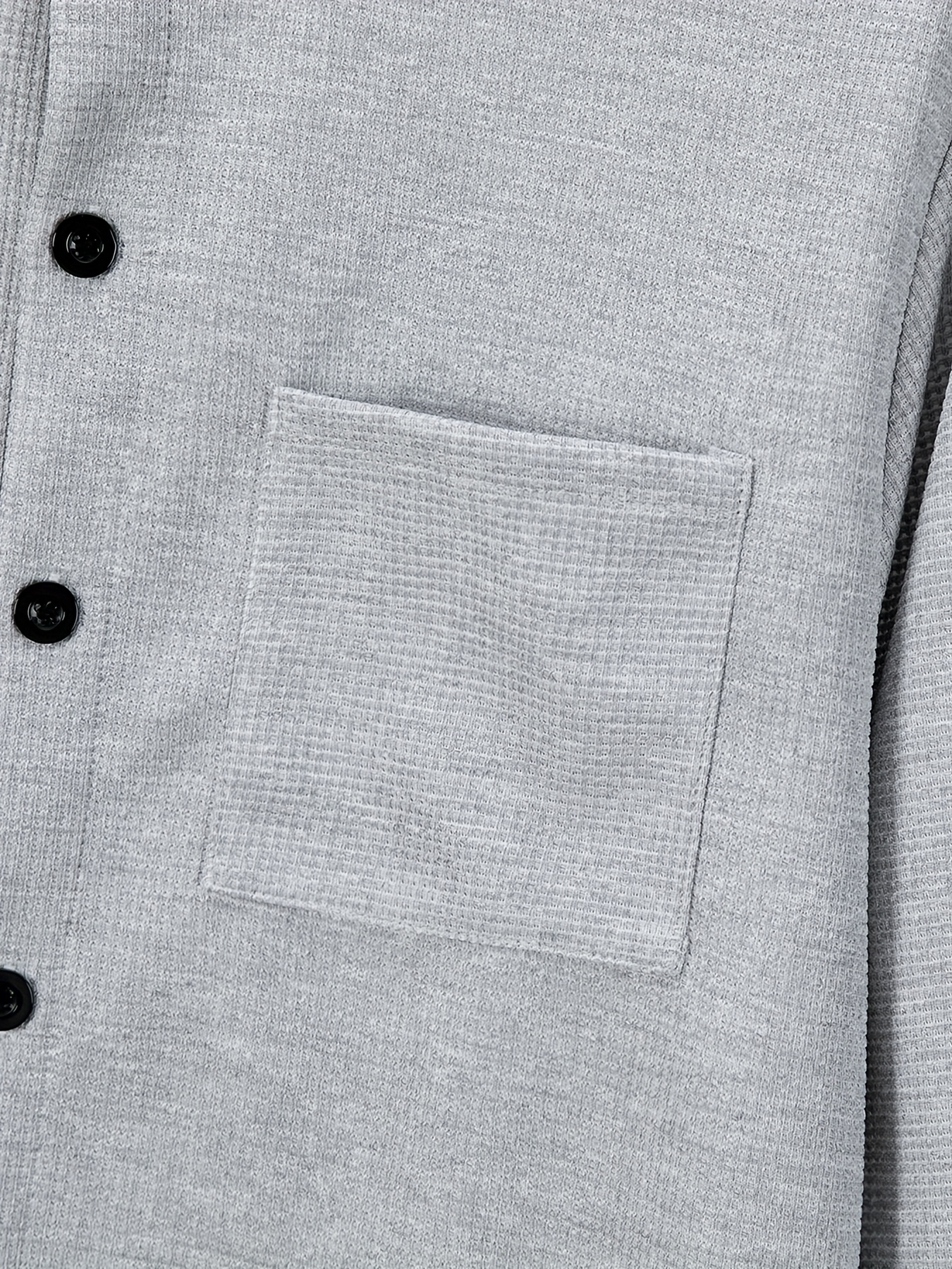 قميص رجالي عملي بتصميم وافل وياقة مستقيمة للعمل