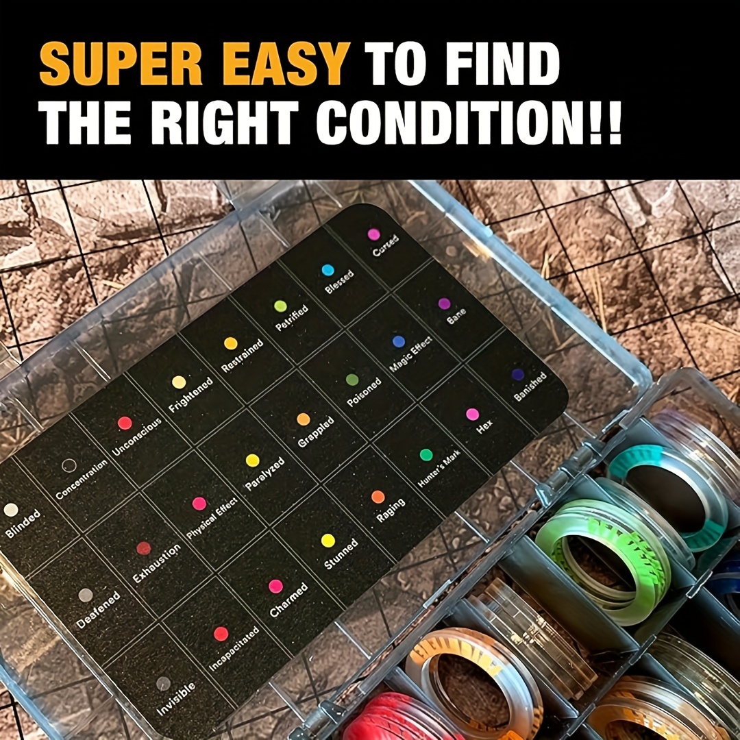 Image of 96pcs Acrylic Condition Ring Effect Markers, 24 And Colors, Suitable For Game Additions, Suitable For Rpg Board Games, With Storage Box For Dm