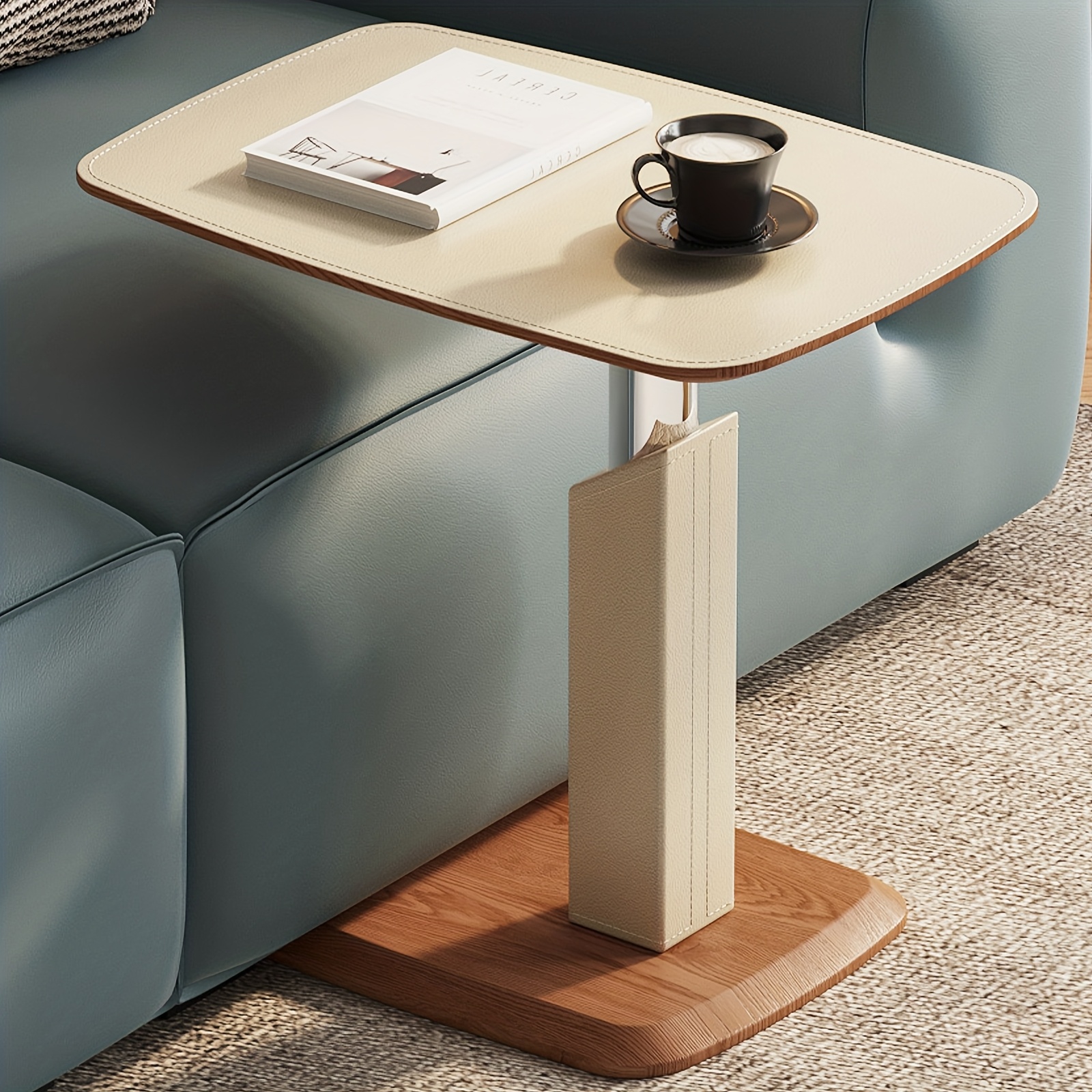 TEMU Side Table, Modern Sofa Table, Bedside Table, Living Room Desk That Can Degrees, And Height Adjustable Laptop Bed Table. Space Saving Edge Table