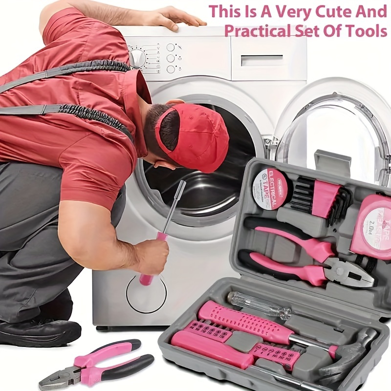 ensemble doutils roses pour femmes, 54 pièces  , avec boîte à outils, kit doutils de base   pour femmes et filles,  ,  ,  ,     détails 3