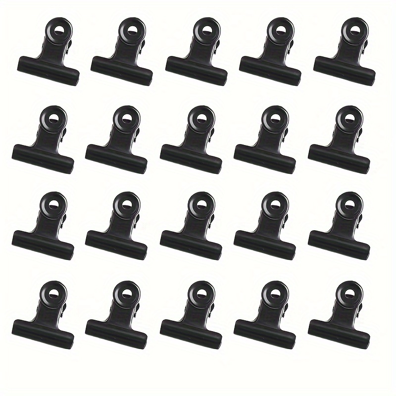 

20pcs Small Hinge Clips Paper Clamps - 22mm Multi-functional Metal Clips For Photos, Offices, And Kitchen - Black