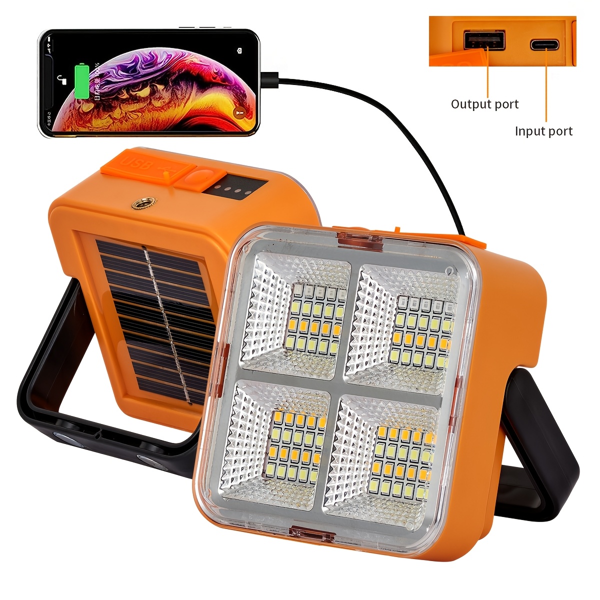 Solar Camping Lights Outdoor Portable Rechargeable Solar Flood Light LED Reflector Rechargeable Projector Floodlight Construction Lamp
