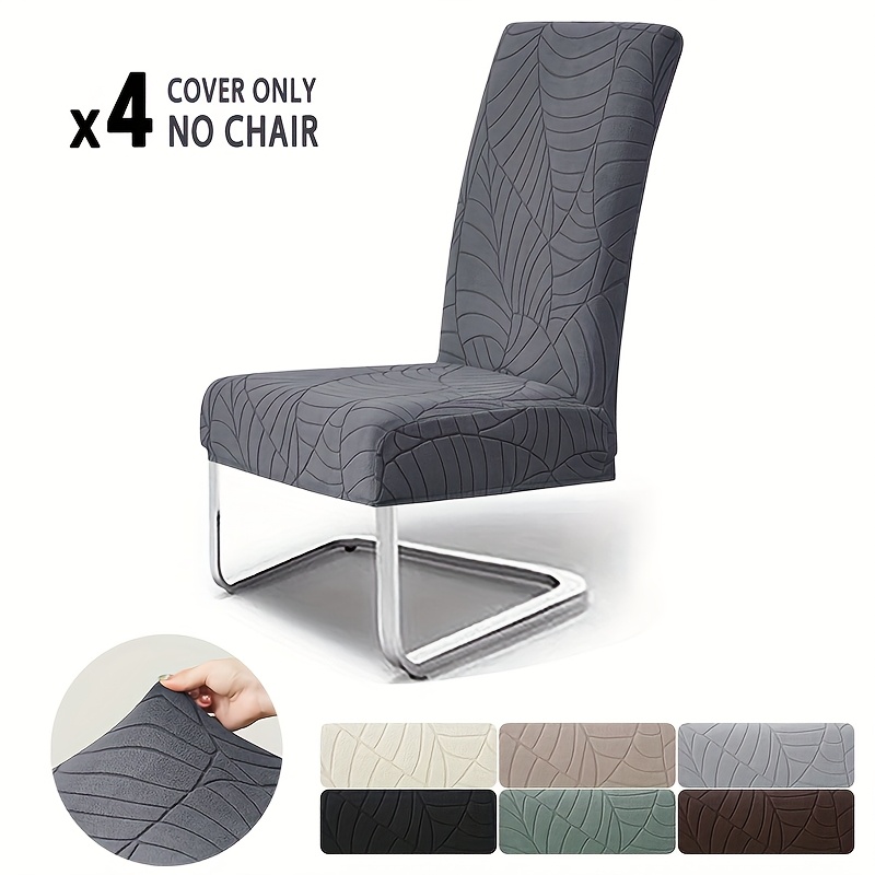 Image of 4pcs Jacquard Leaf Chair Cover Universal Regular Dining Chair Cover, Suitable For Living Room Banquet Decoration