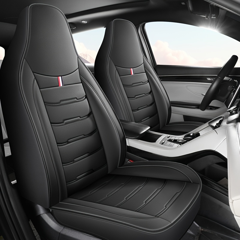 TEMU 2pcs Textured Premium Faux Leather Car Seat Covers - Anti-slip And Breathable, Use For Suvs, Sedans, And Trucks, Comfortable Driving With