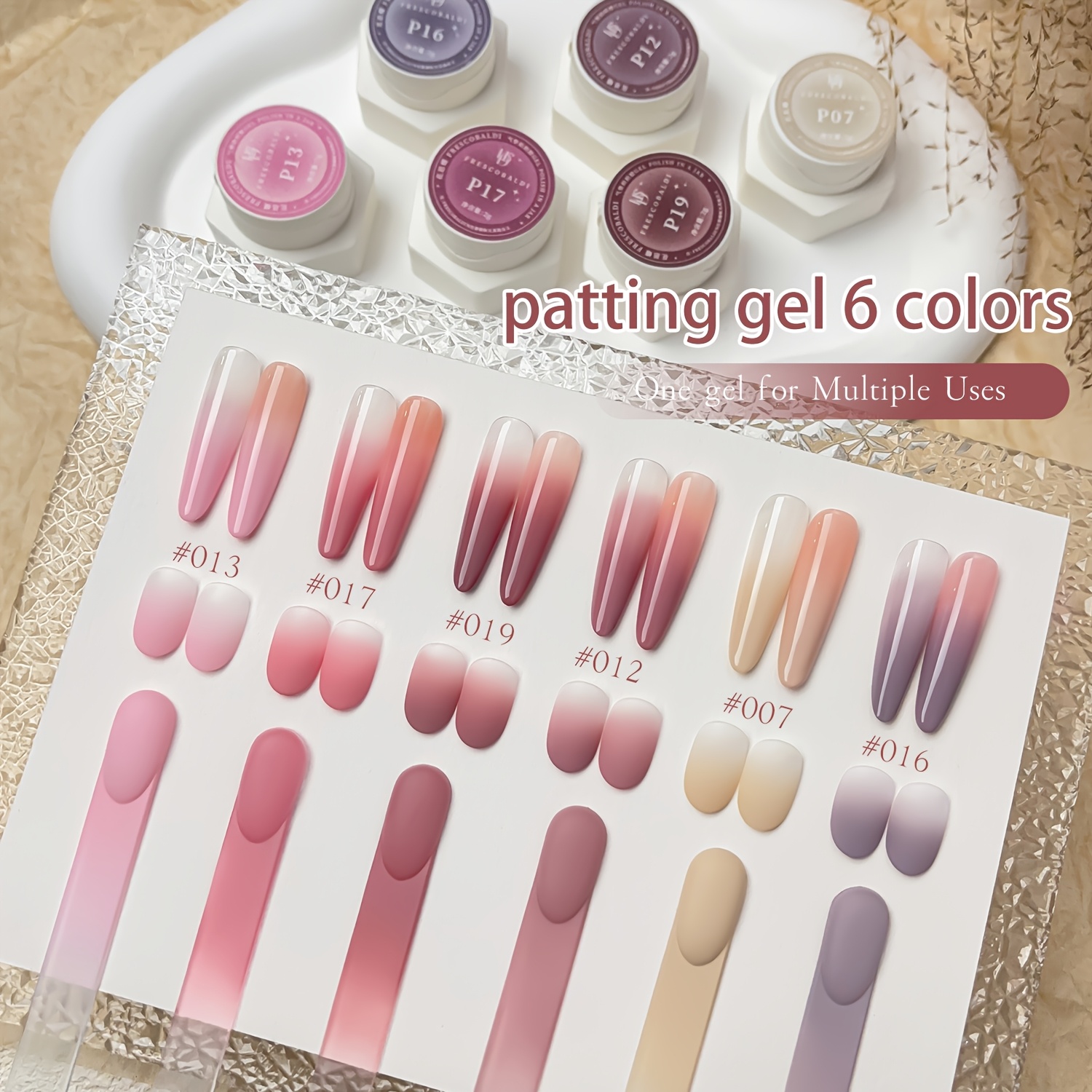 Frescobaldi 6pcs 2g Air Cushion Patting Gel - Long-lasting Hard Gel Polish For Gradient Nail Art, Professional Salon
