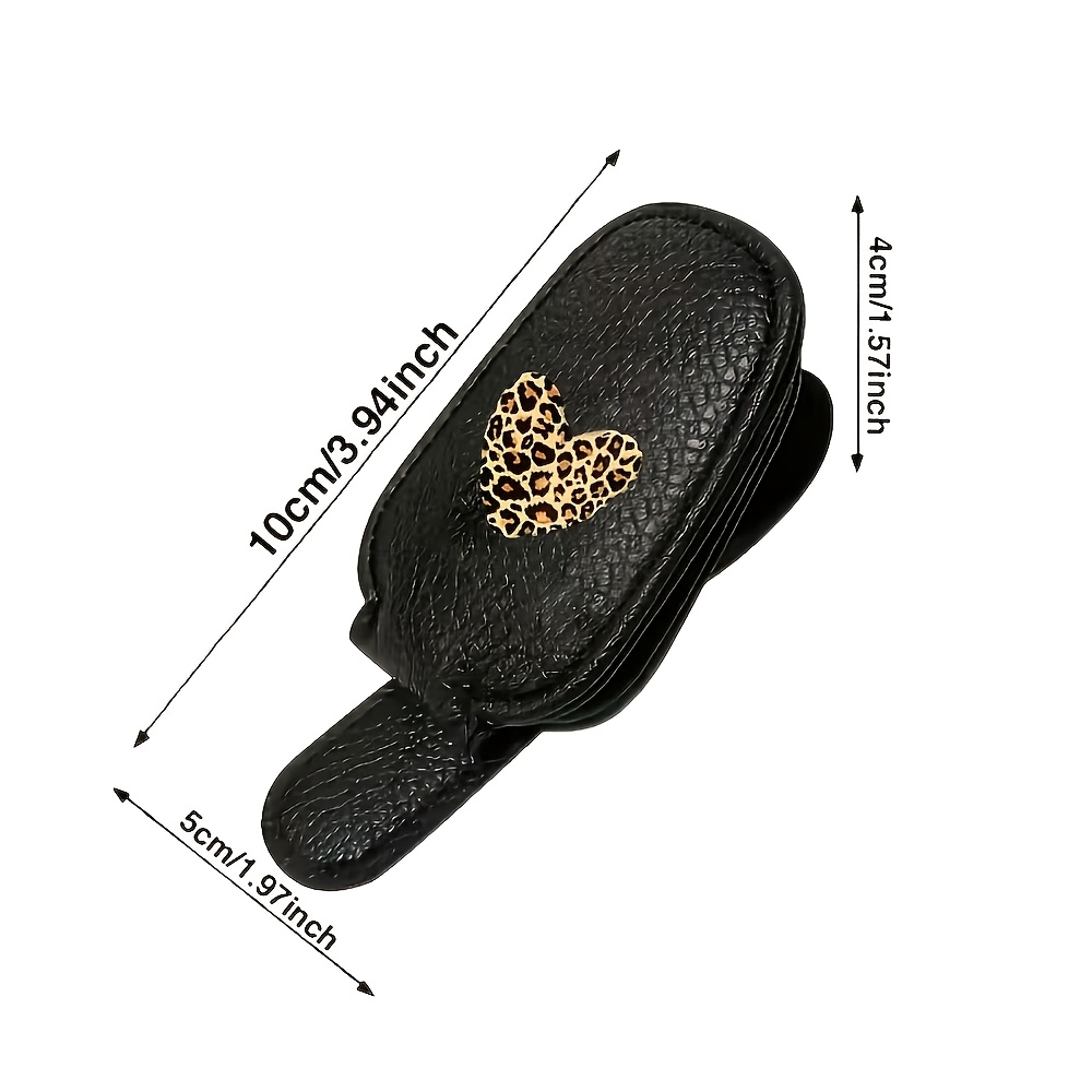 TEMU 1pc Trendy Leopard Print Heart-shaped Pu Sun Visor Clip, Suitable For Car Dashboard, Magnetic Closure Anti-scratch, Safe And Fashionable Driving
