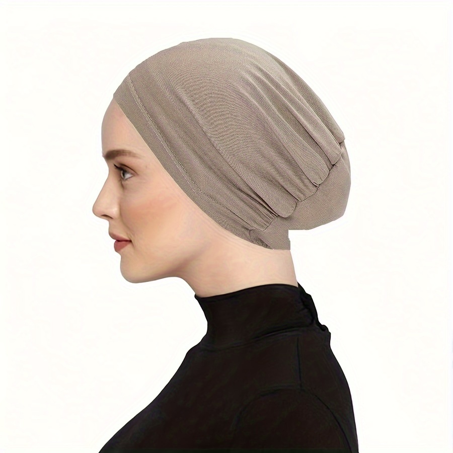 Bonnet de base plissé en coton élastique, bonnet hijab intérieur simple et polyvalent, couvre-chefs musulmans multicolores, cadeaux pour l Aïd