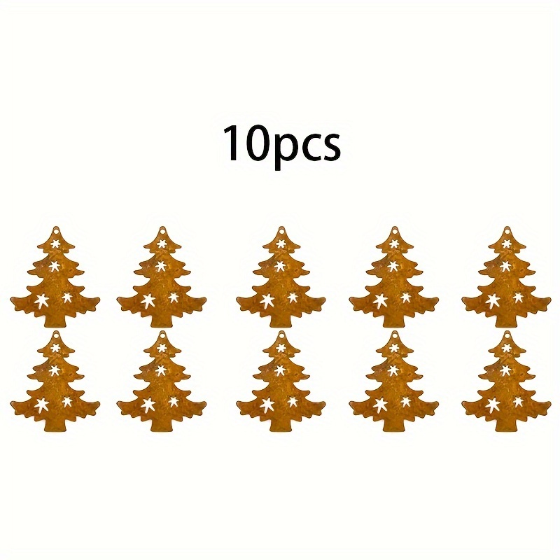 10pcs Of Metallic Rusted Christmas Tree Decorations Winter Decorations Winter Christmas Tree Hanging Christmas Tree Decorations