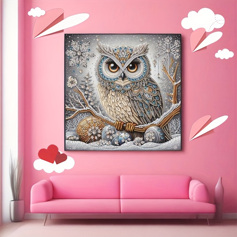 

1 Set, 5d Owl Diamond Painting Kit, Special Shape Part Inlaid , Handmade Art Gift, Valentine's Day, Party Decoration, Canvas Wall Painting, Suitable For Bedroom, Office, Living Room