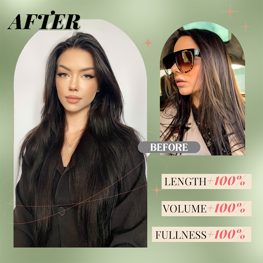 8pcs clip in hair extensions long straight thick synthetic hairpieces 23inch 58cm   double weft natural curly 8pieces set hair piece highlight mix   for women daily party halloween xmas details 4