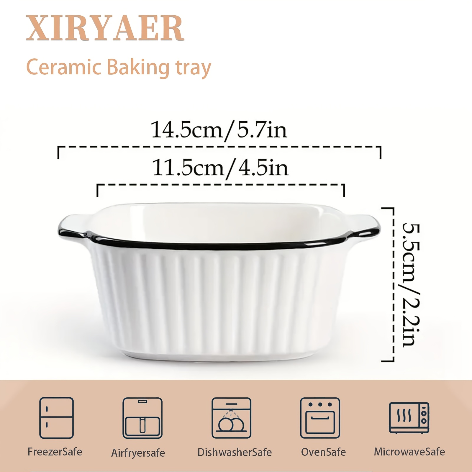 4pcs 13oz ceramic baking dishes black rimmed square baking - Temu
