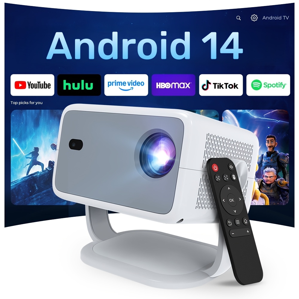 E-shop 14, 4K-kompatibler 1080P Smart- mit WLAN 6 und Wireless 5.4, entwickelt für den Außenbereich mit Autofokus. Dieser tragbare Filmprojektor ist