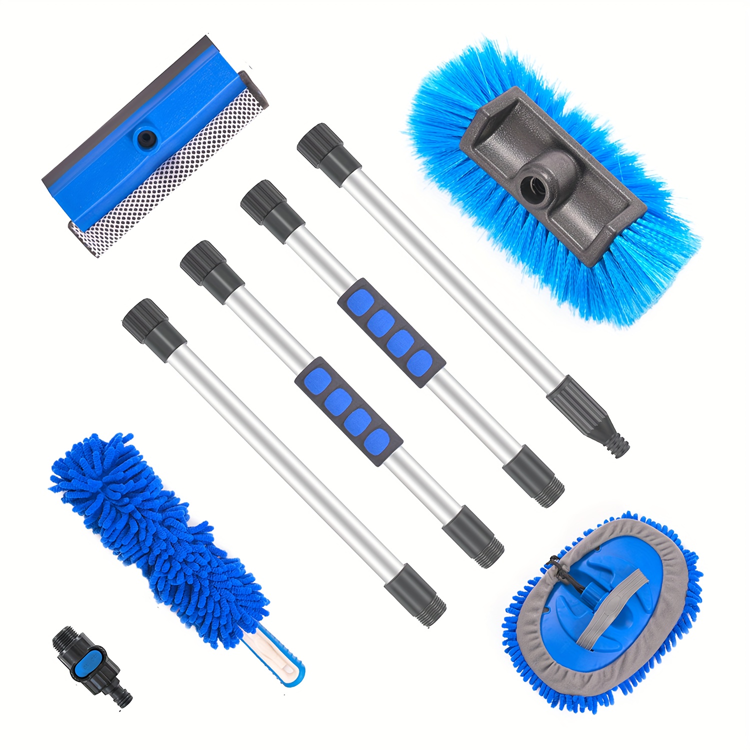 Image of A 64-inch Long-handled Car Wash Brush With A 12-inch Soft Bristle Head, Designed For Cleaning House Siding, Cars, Suvs, Rvs, Trucks, Boats, Floors, And More, Without Battery