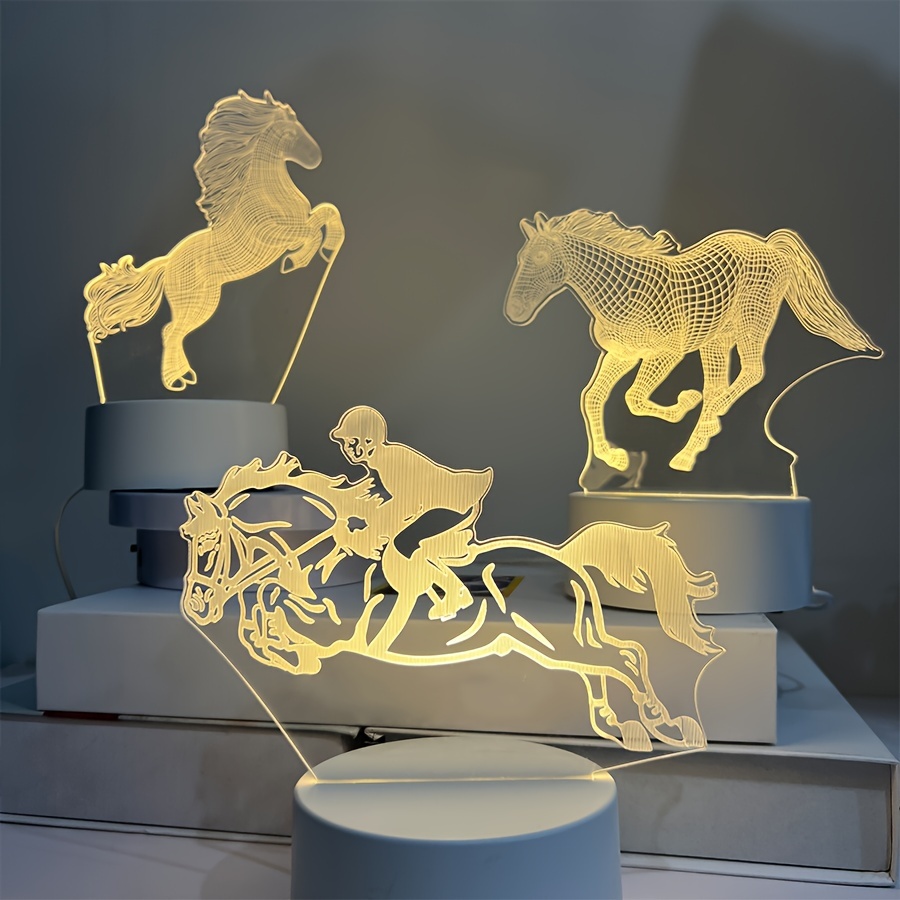 

Horse Series/3d Visual Night Light, Single Color Warm Light Plug-in Base, For Birthday/graduation/christmas, Suitable For Bedroom/living Room/study