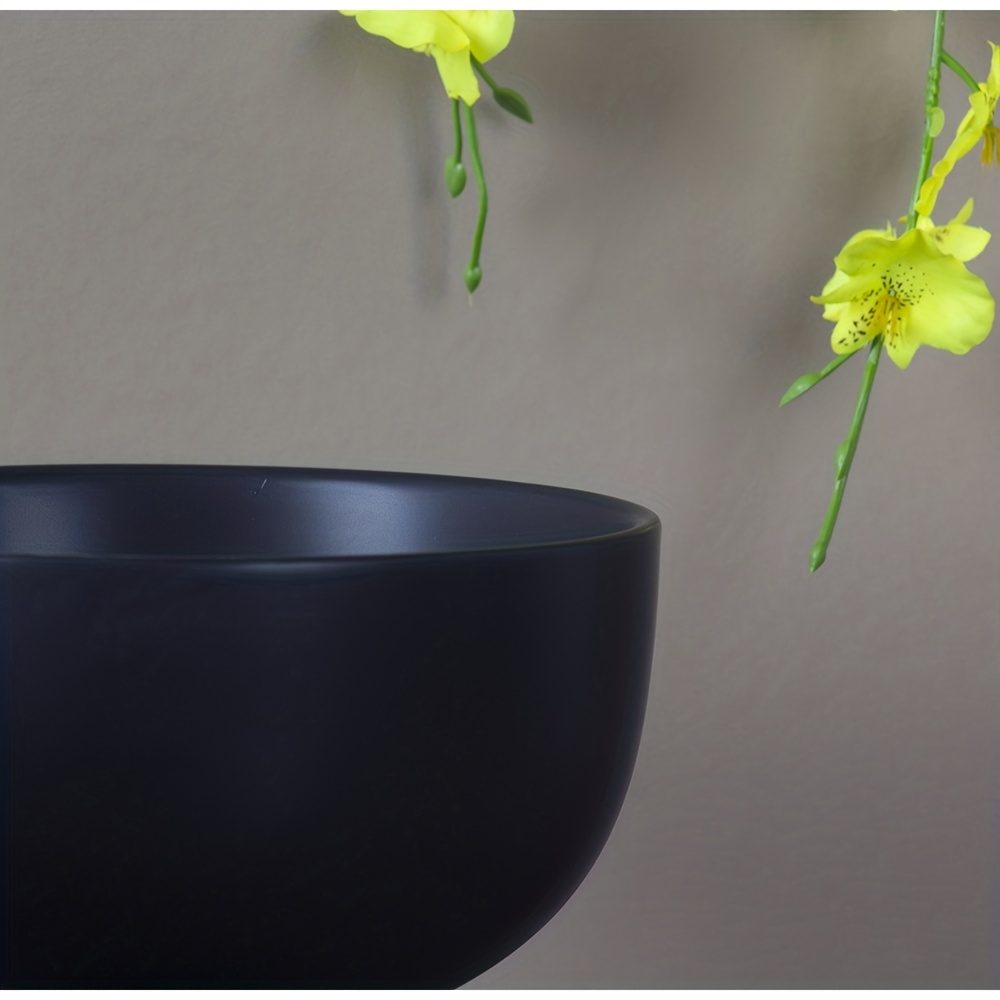 1pc Nordic Style Matte Black Ceramic Flower Pot, Creative High-Leg Design, Minimalist INS Aesthetic Home Plant Planter for Succulents, Pothos & Phalaenopsis