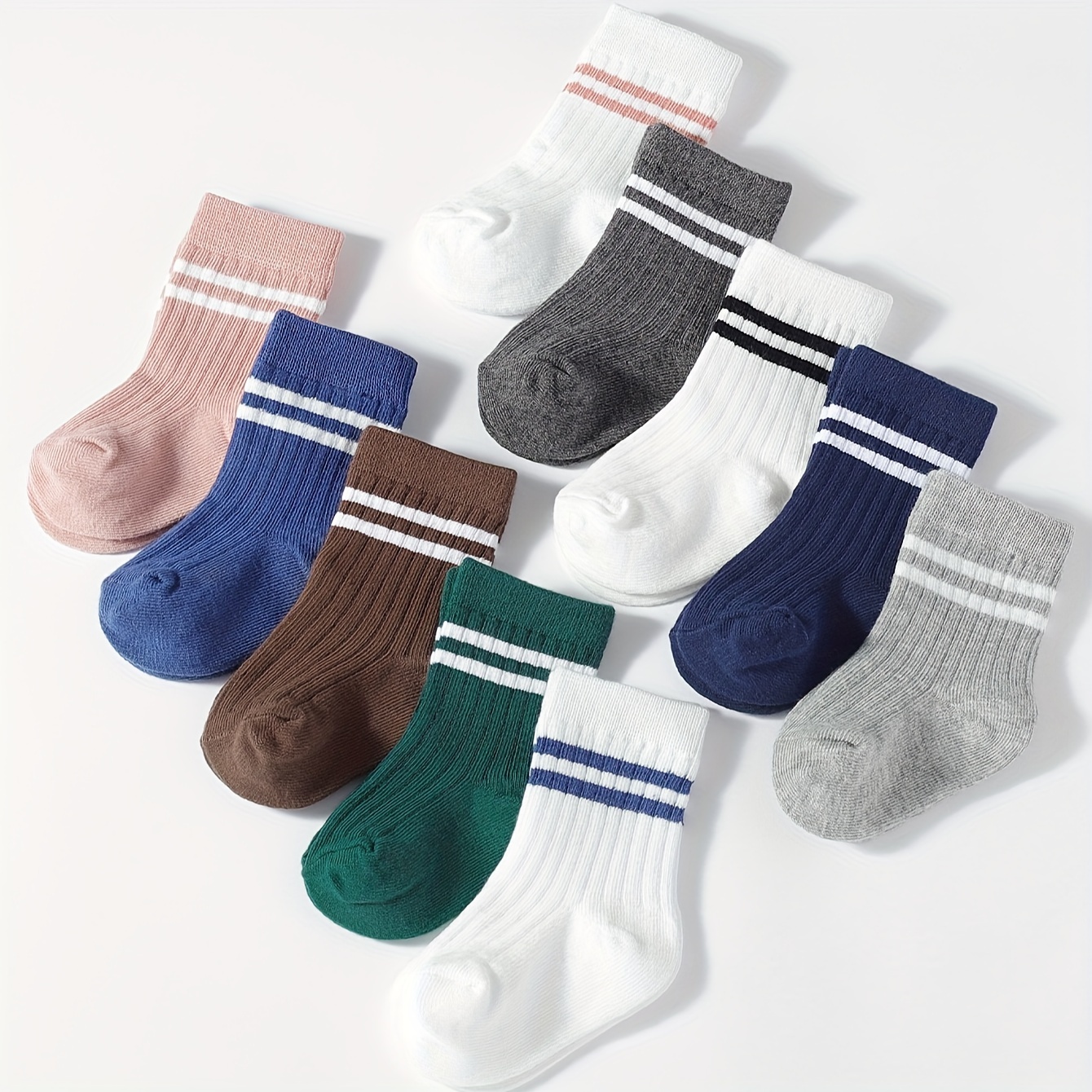 

Lot de 5 Chaussettes en Coton Mélangé pour Jeunes avec Motif Rayé - Parfaites pour Toutes les , Lavage à Uniquement