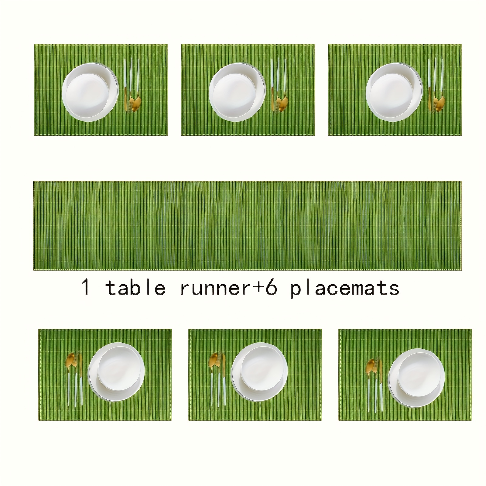 TEMU Rattanstil Linne Bordlöpare Placemats Set, Rektangulära 100% Tvättbara Placemats, Lämpliga för Festliga Familjesamlingar Dekoration,
