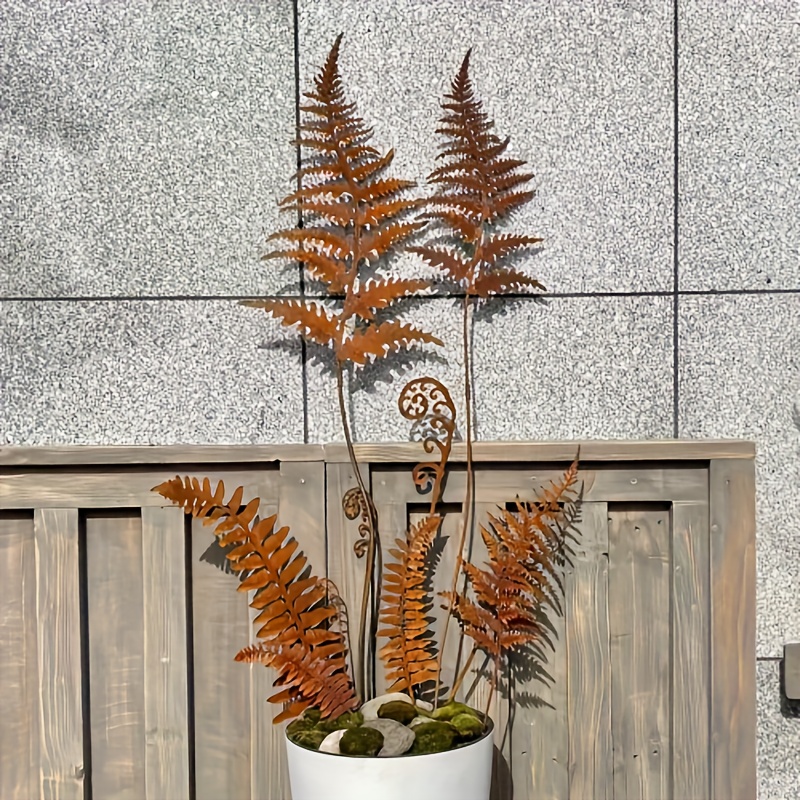 

10pcs Rusty Metal Fern Fronds Set - Home & Garden Decor, Plant Pots & Outdoor