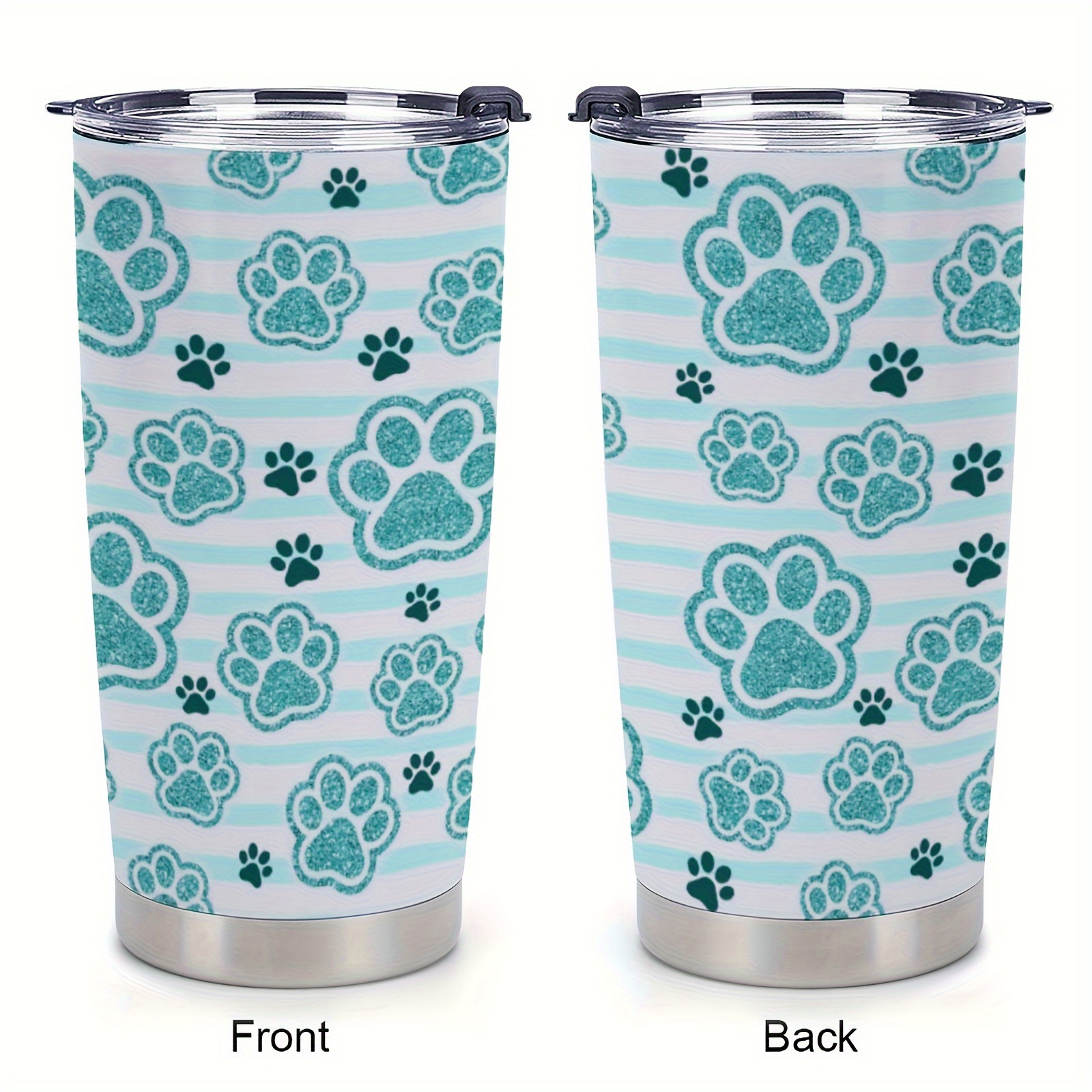 

1 Piece, 20oz, Printed Car Cup, Insulated Cup With Lid, Tea Paw Pattern Dog, Valentine's Day Gift, Birthday Holiday Gift