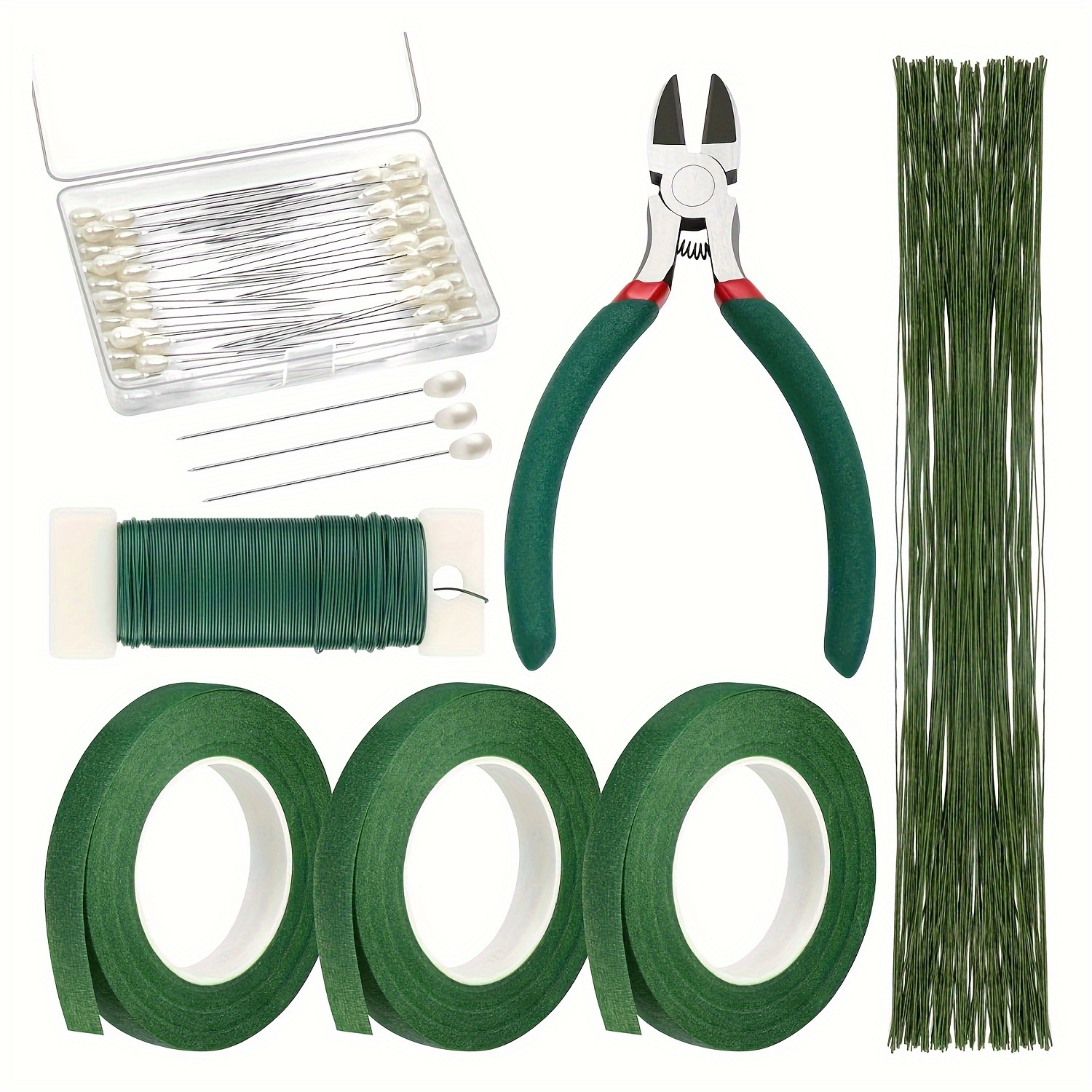 

Flower Arrangement Set, With Green Tape And Metal Wire, Corsage Pin, Wreath Making Supplies Wire Cutter