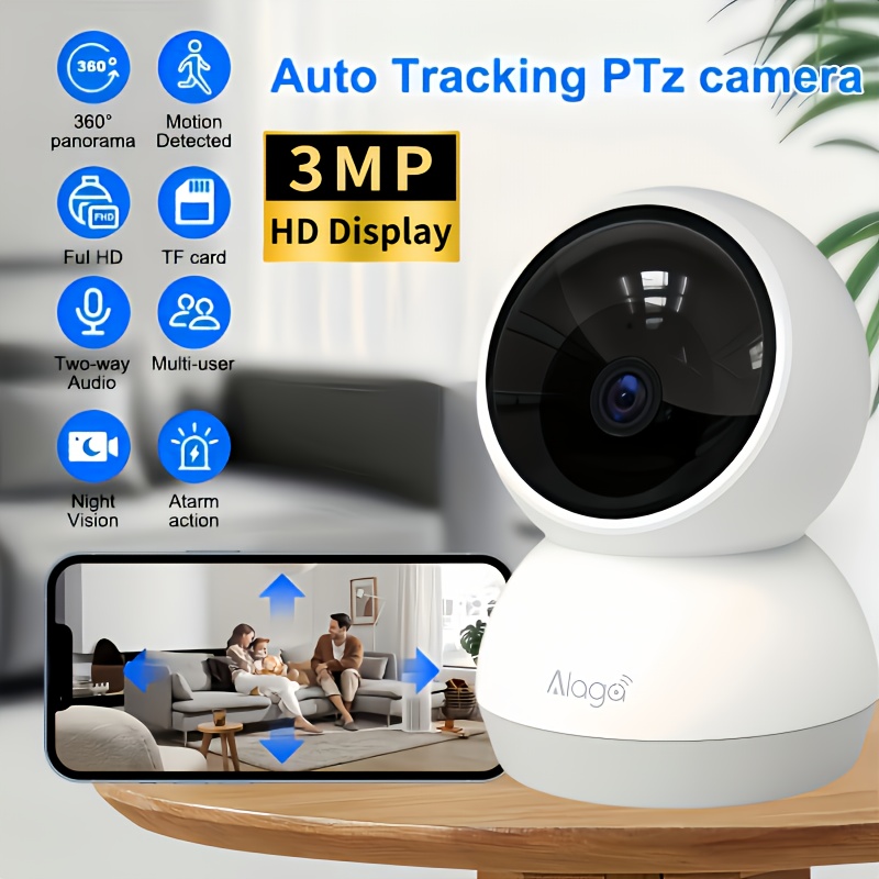 TEMU 3mp Indoor Camera With Motion Tracking, Talk & Night, Baby Monitor Suitable For Home, Sd/cloud Storage, Mobile App Surveillance System For Home,