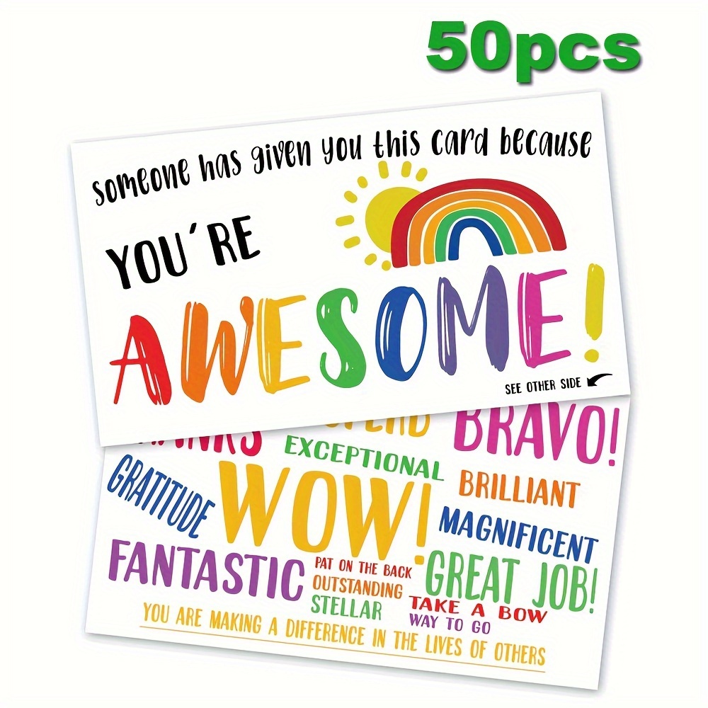 

50pcs You Are Awesome Mini Thank You Cards 3x2.1inch Suitable For , Doctors, Nurses, , , Employees, And Appreciation