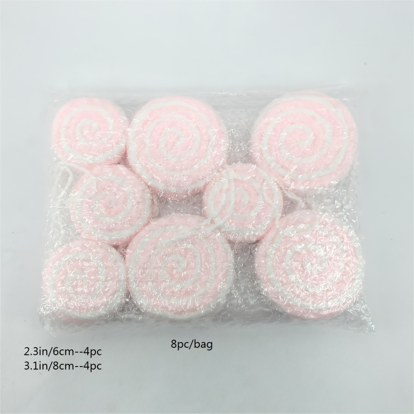 Image of 6cm/8cm (s:4pcs/l:4pcs) Chenille Puff Candy Ornaments, Suitable For Christmas/new Year/easter/valentine's Day Decorations