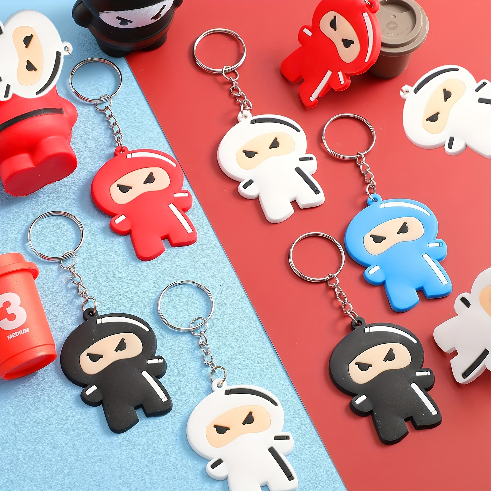 12pcs Warrior Key Chains Cartoon Key Chains, Shaped Soft Pvc Keychains, Warrior Backpack Keyring For Warrior Themed Party Birthday Supplies