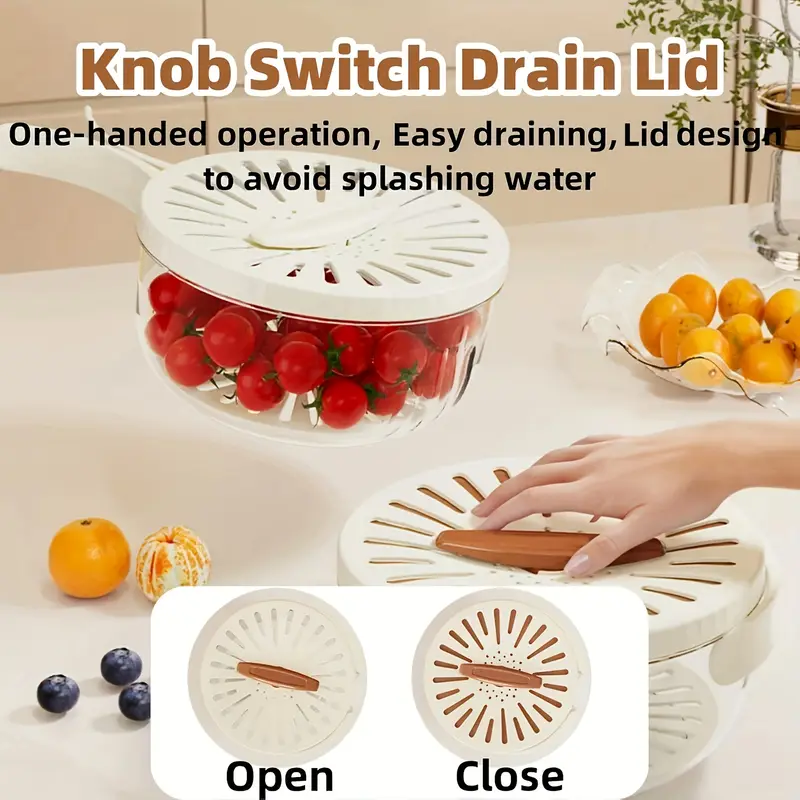 2 in 1 draining and preservation basket fruit washing bowl with strainer multifunctional fruit and vegetable washing bowl container with handle fruit cleaning bowl fruit strainer colander bowl fruit drain basket details 3