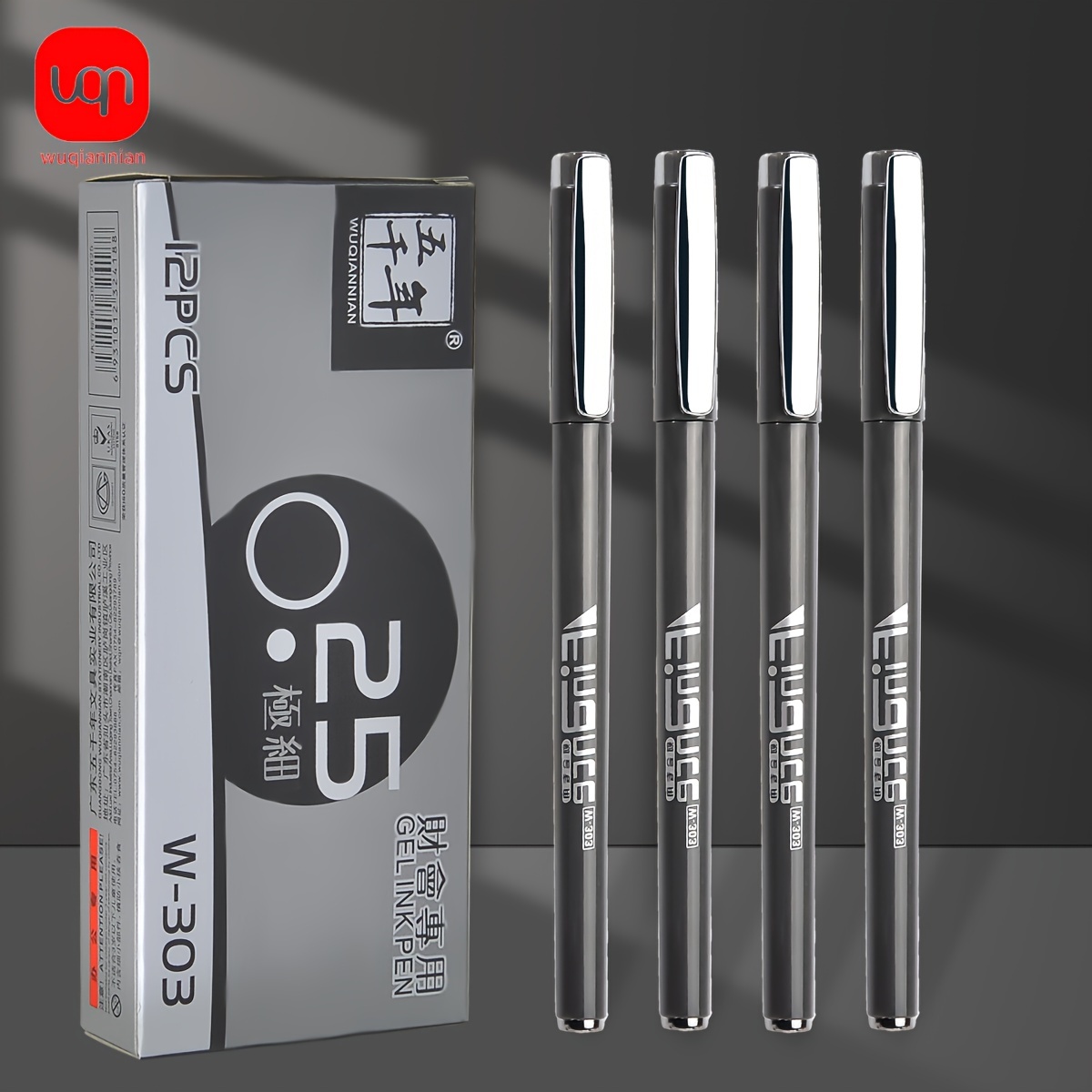 

0.25mm Half-needle Tip Pen Set: 3 Pens + 8 Refills - Deep Gray, Suitable For Financial Recording, , School, And Office Use - Return To