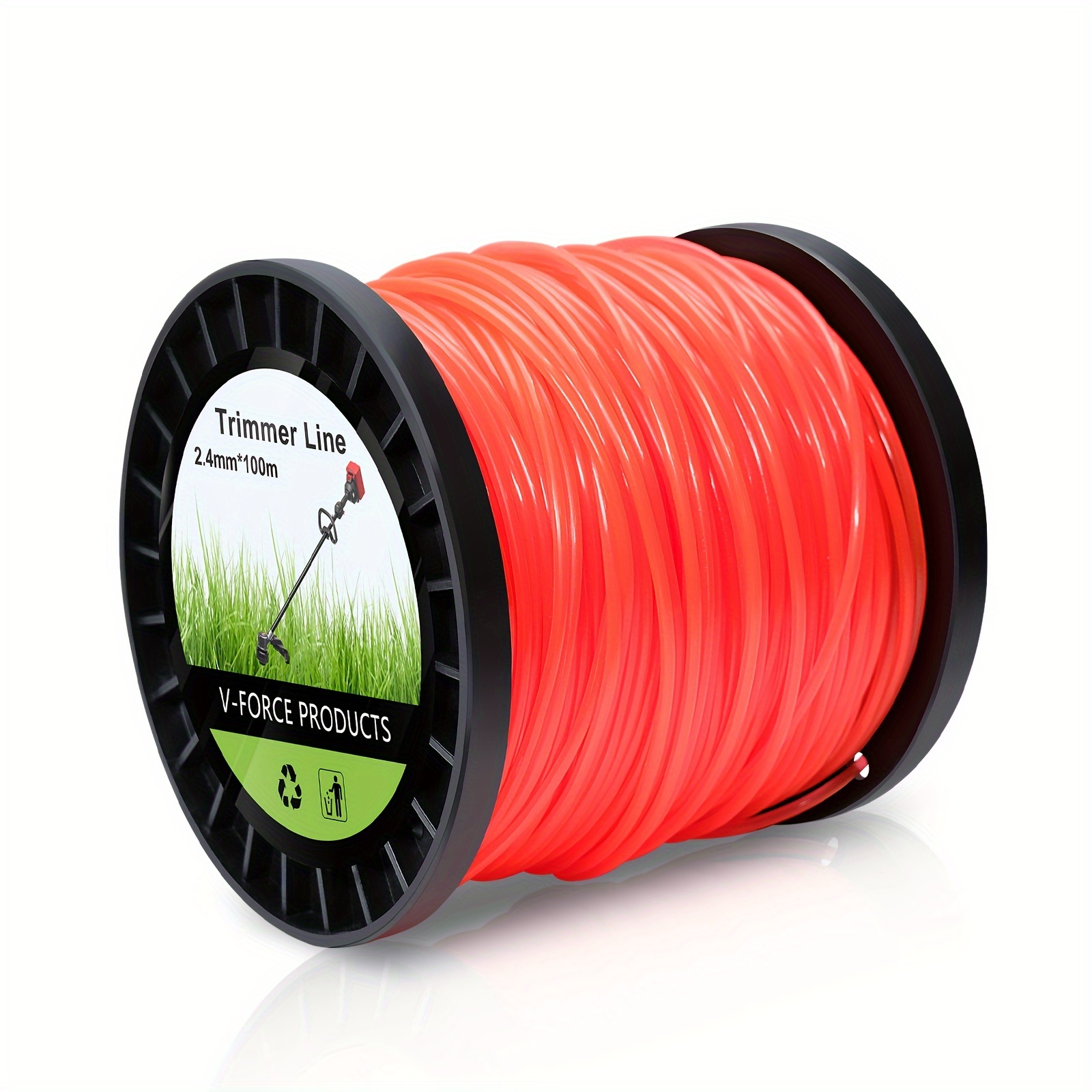 TEMU 1 Spool String Trimmer Line, Round Heavy Duty String 2.4mm X 100m, Premium Nylon String, 095 Trimmer Line Heavy Duty For Lawn Mower, Orange
