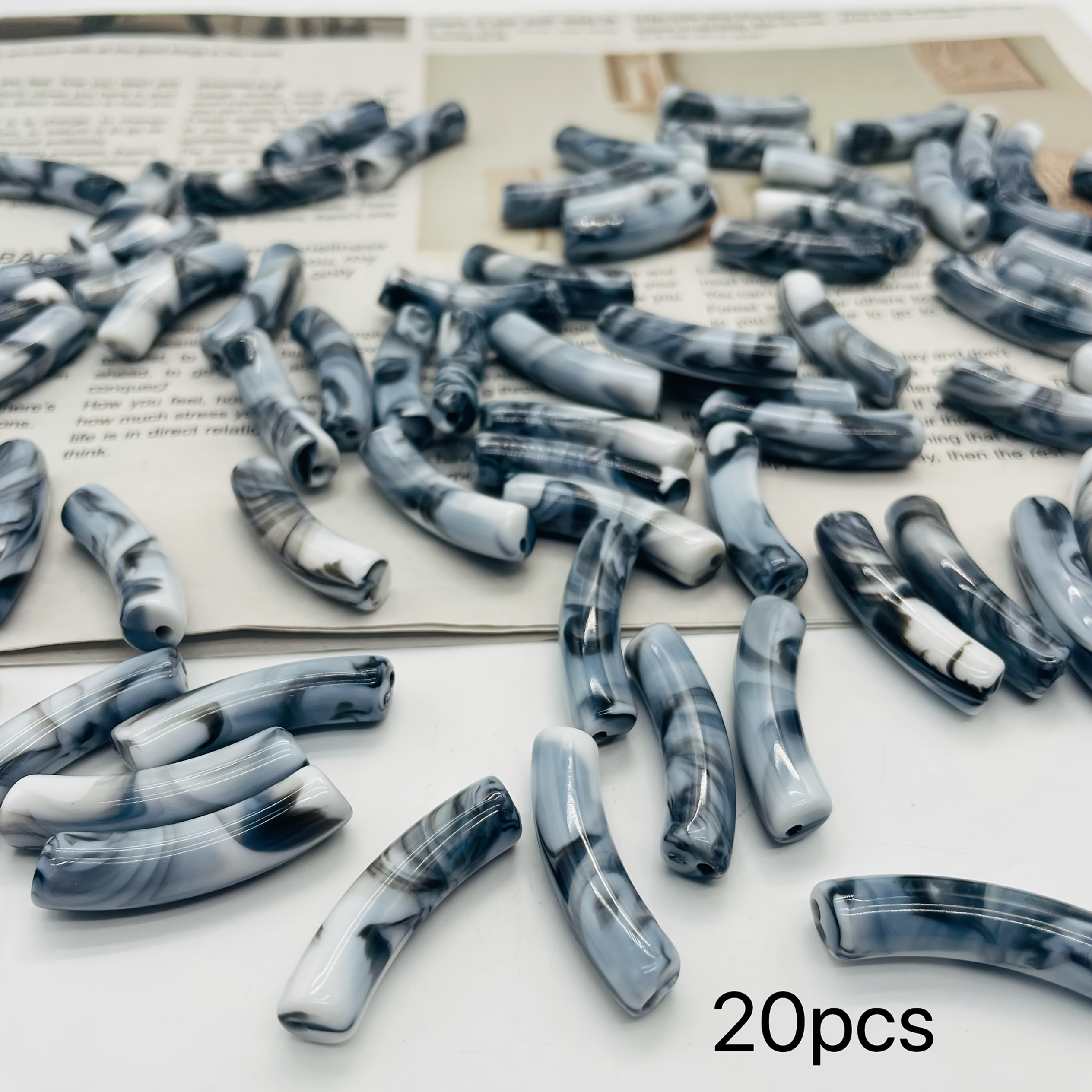 E-shop Perlen 20 Zweifarbige Acryl Gebogene Röhrenperlen 8* Perlen Handgefertigtes Armband Ohrringe Schmuck Zubehör Handgefertigte Materialien